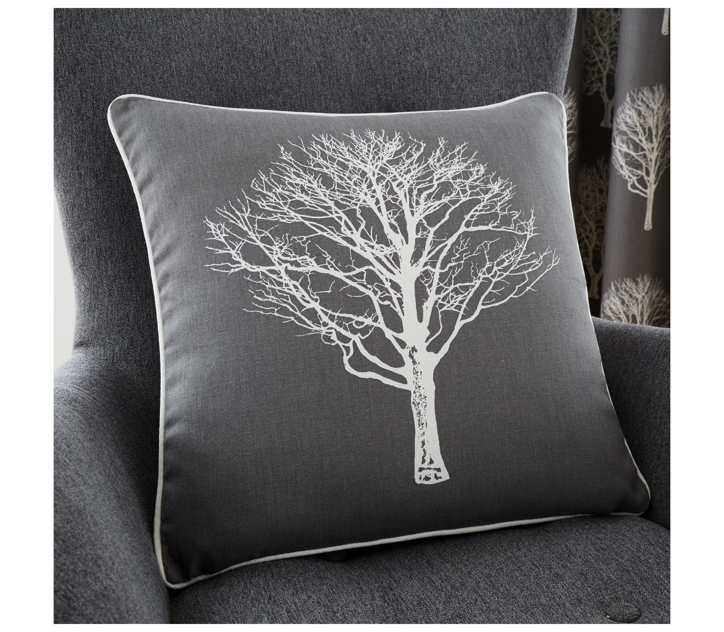 Woodland Trees Charcoal Cushion Cover J Rosenthal & Son