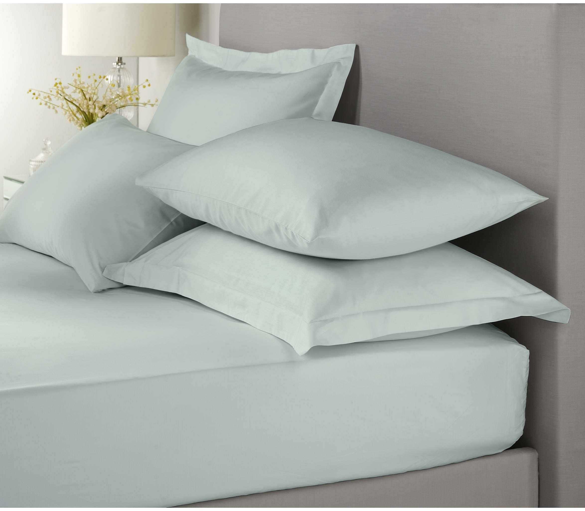 Plain dye Duck Egg Fitted Sheets J Rosenthal & Son