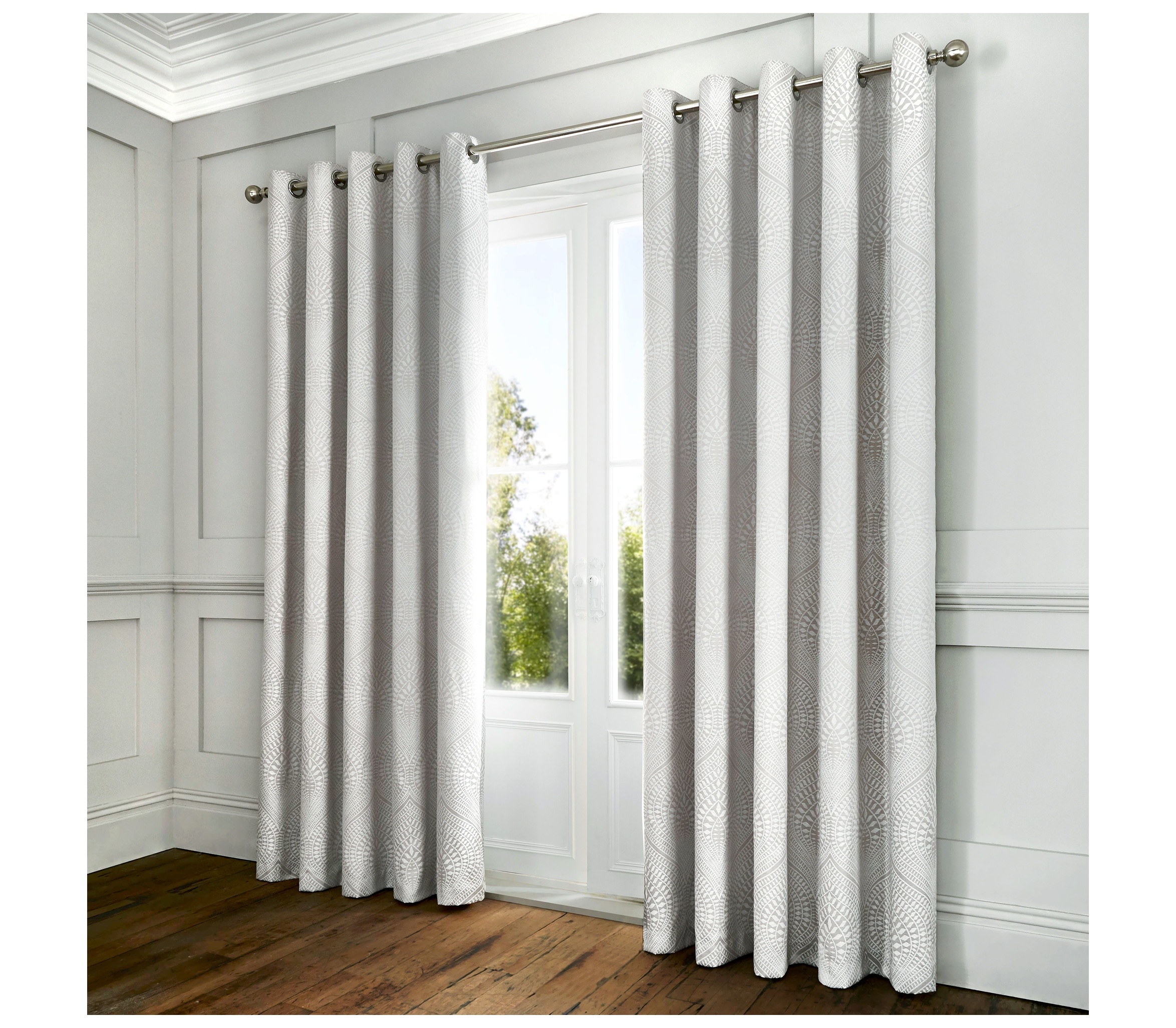 Serene Portobello Silver Lined Eyelet Curtains J Rosenthal & Son