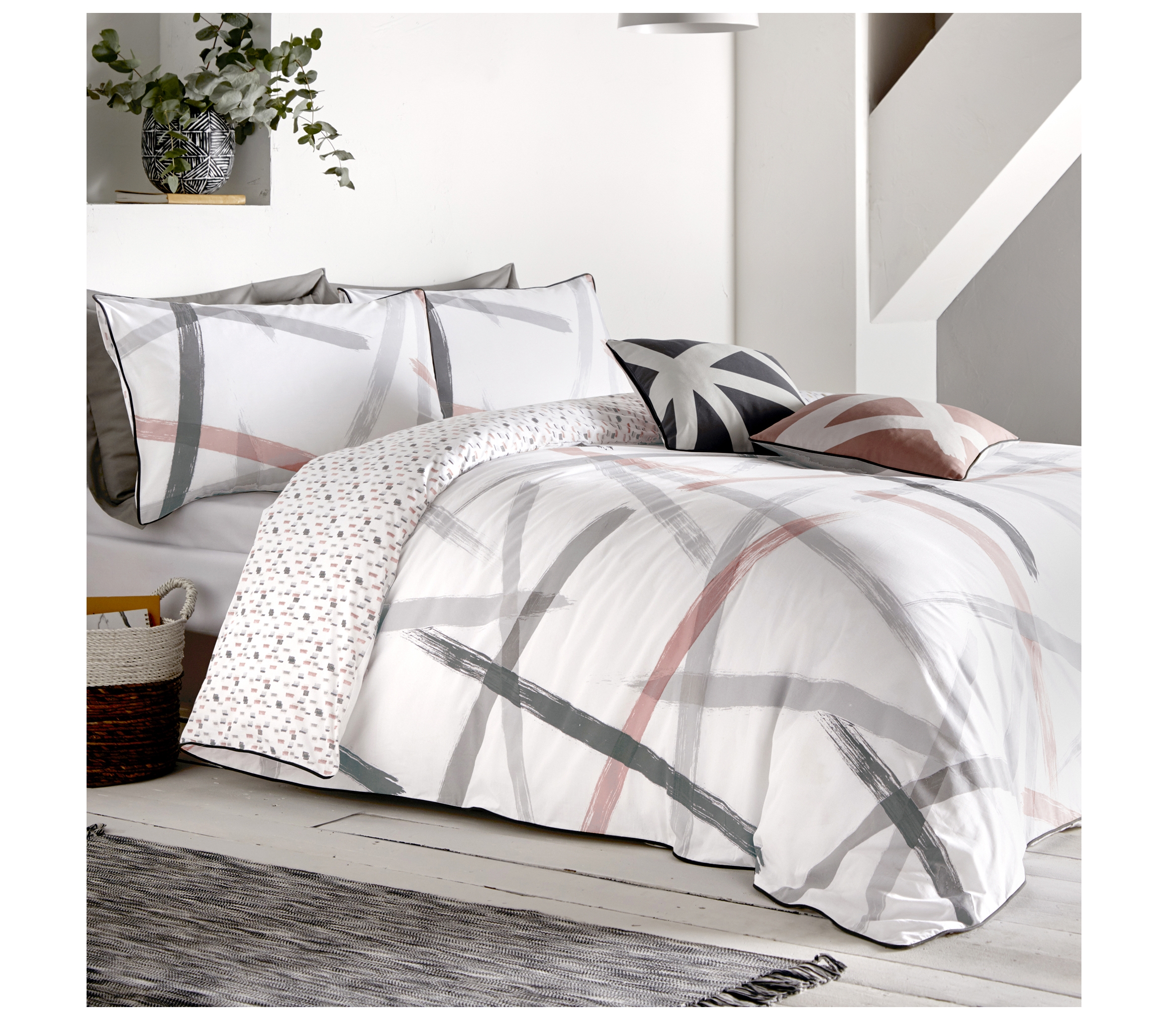 Appletree Leda Grey & Blush Bedding J Rosenthal & Son