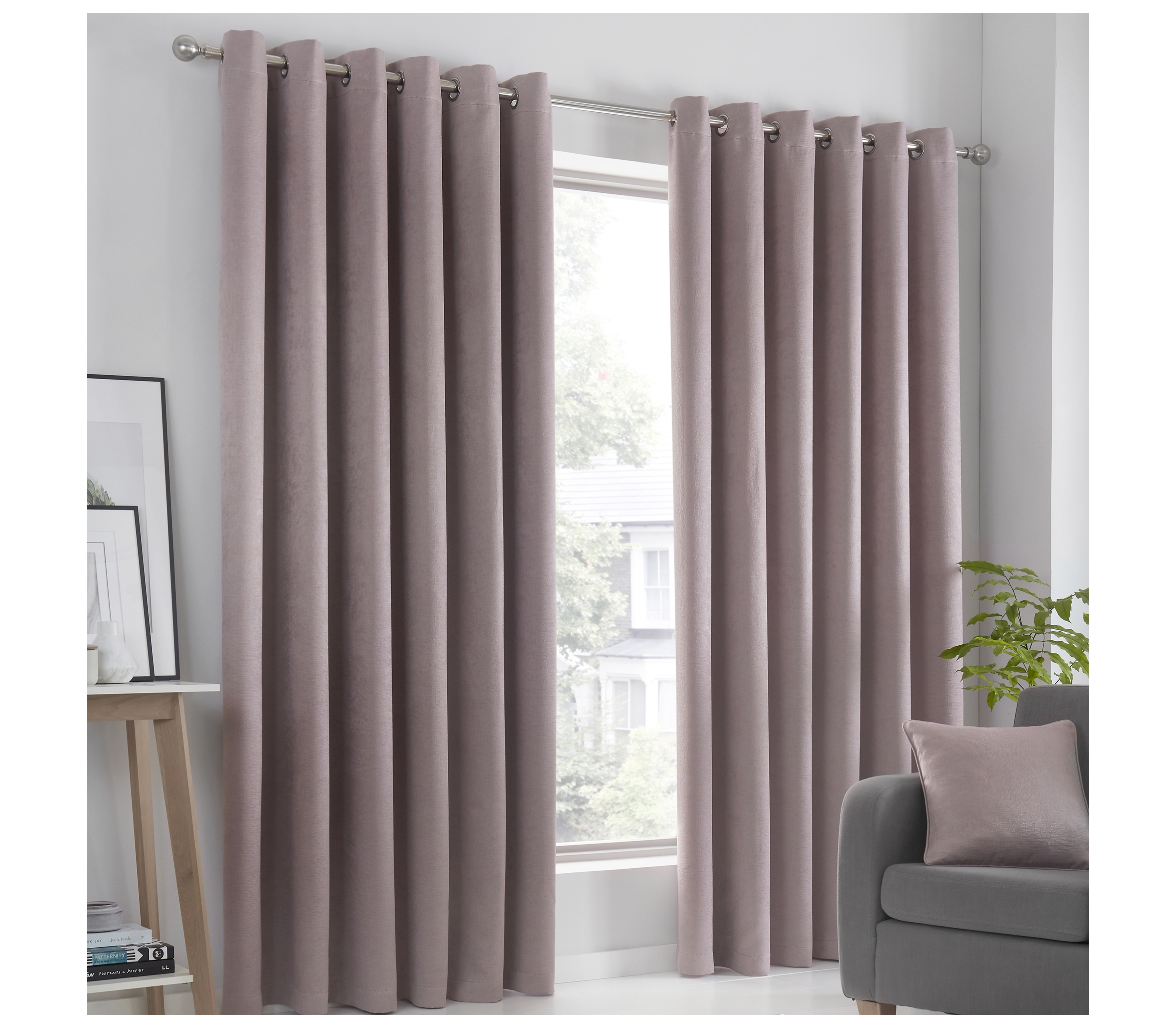 Fusion Strata Blush Dimout Eyelet Curtains J Rosenthal & Son