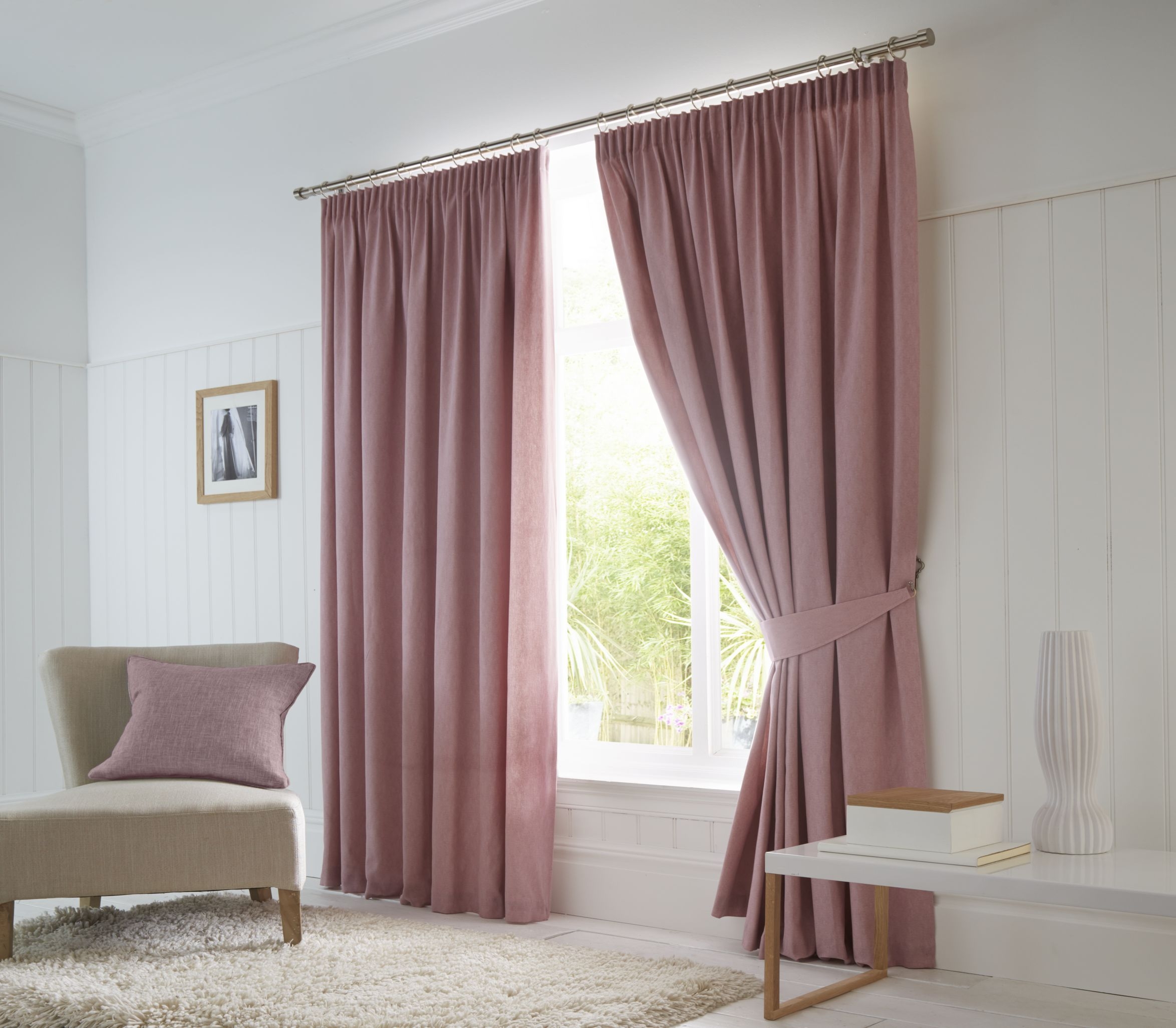 Fusion - Dijon - Blush Blackout Pencil Pleat Curtains | J ...