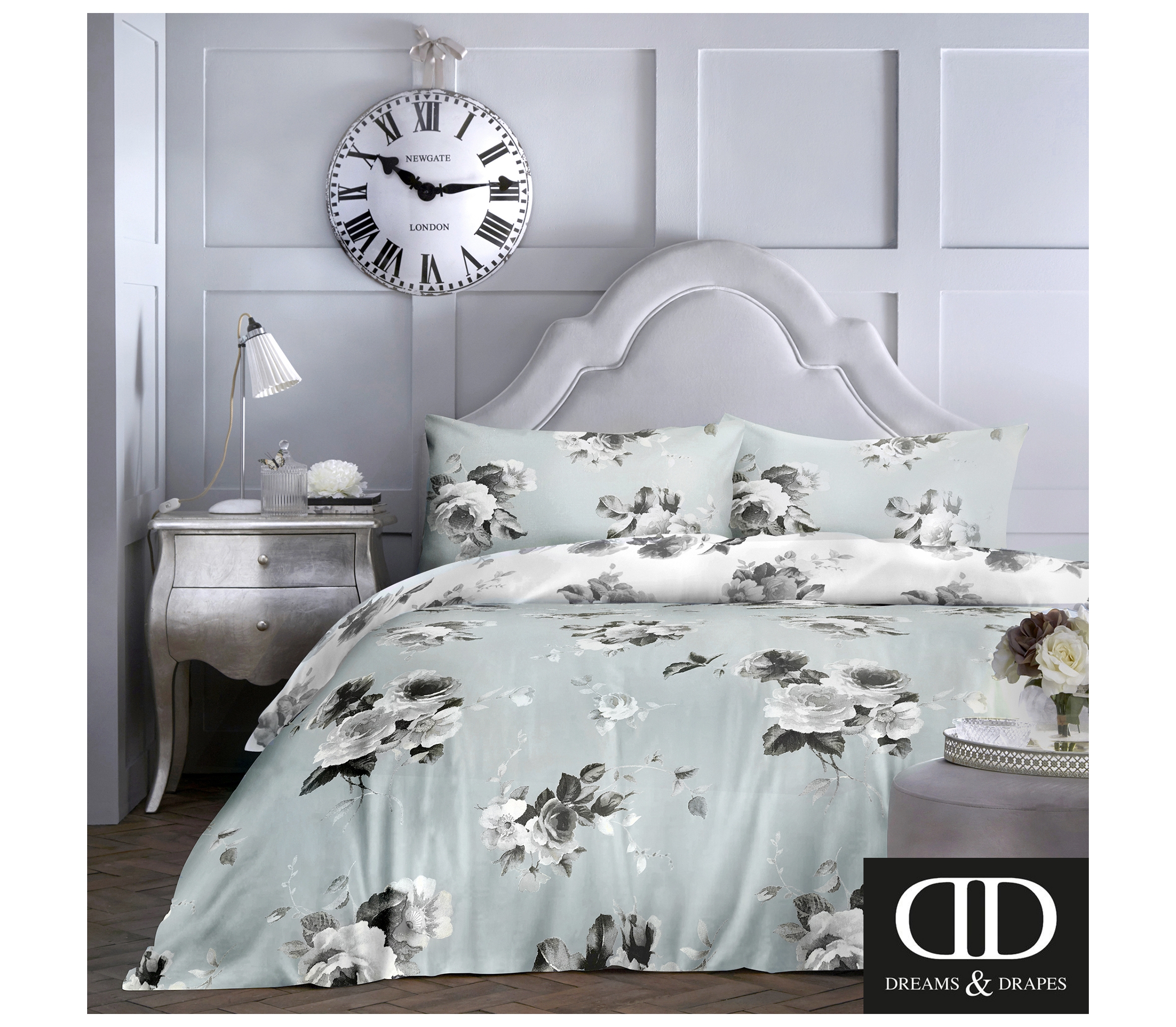 Dreams & Drapes Charlotte Duck Egg Bedding J Rosenthal & Son