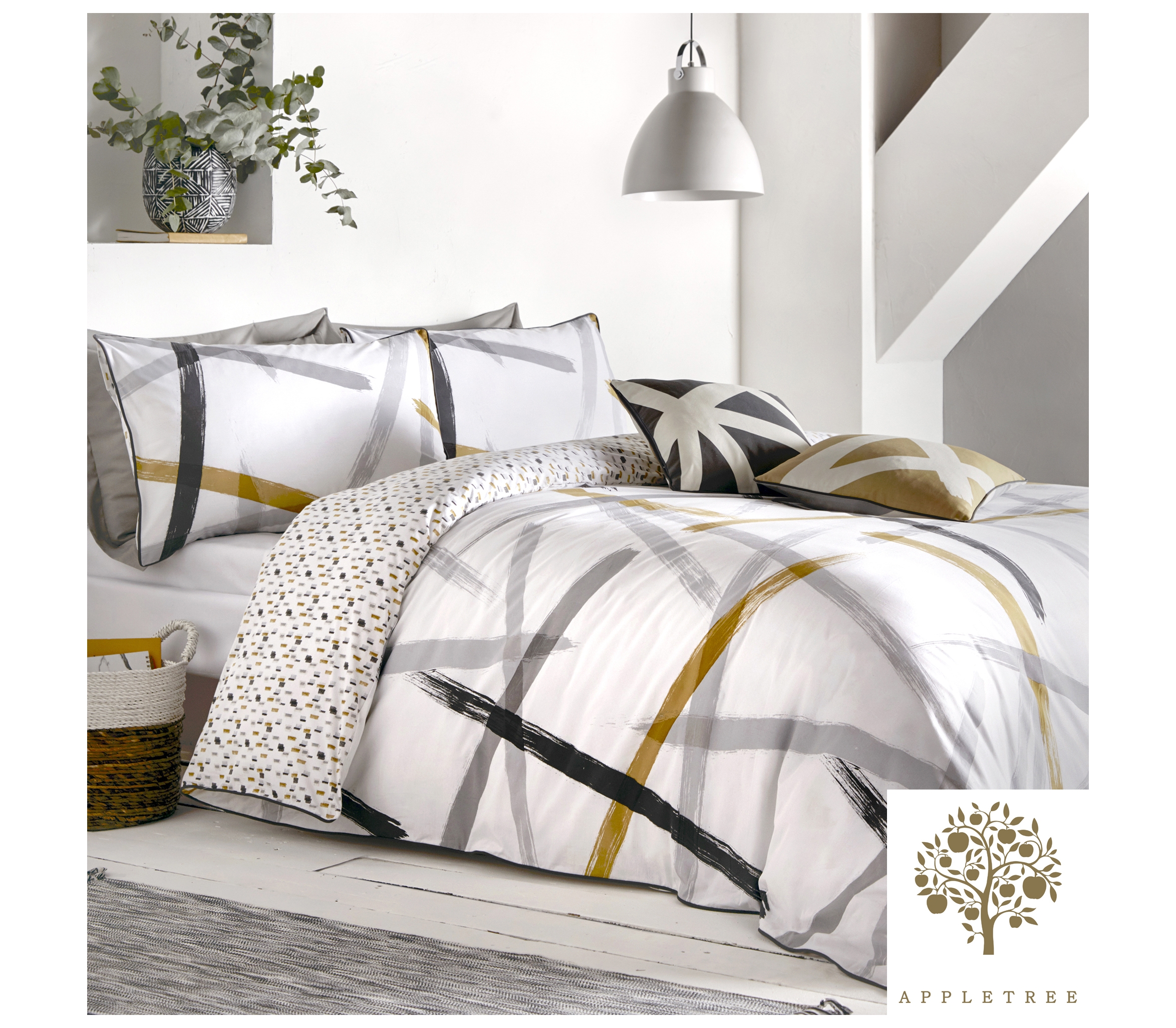 Appletree Leda Grey & Ochre Bedding J Rosenthal & Son