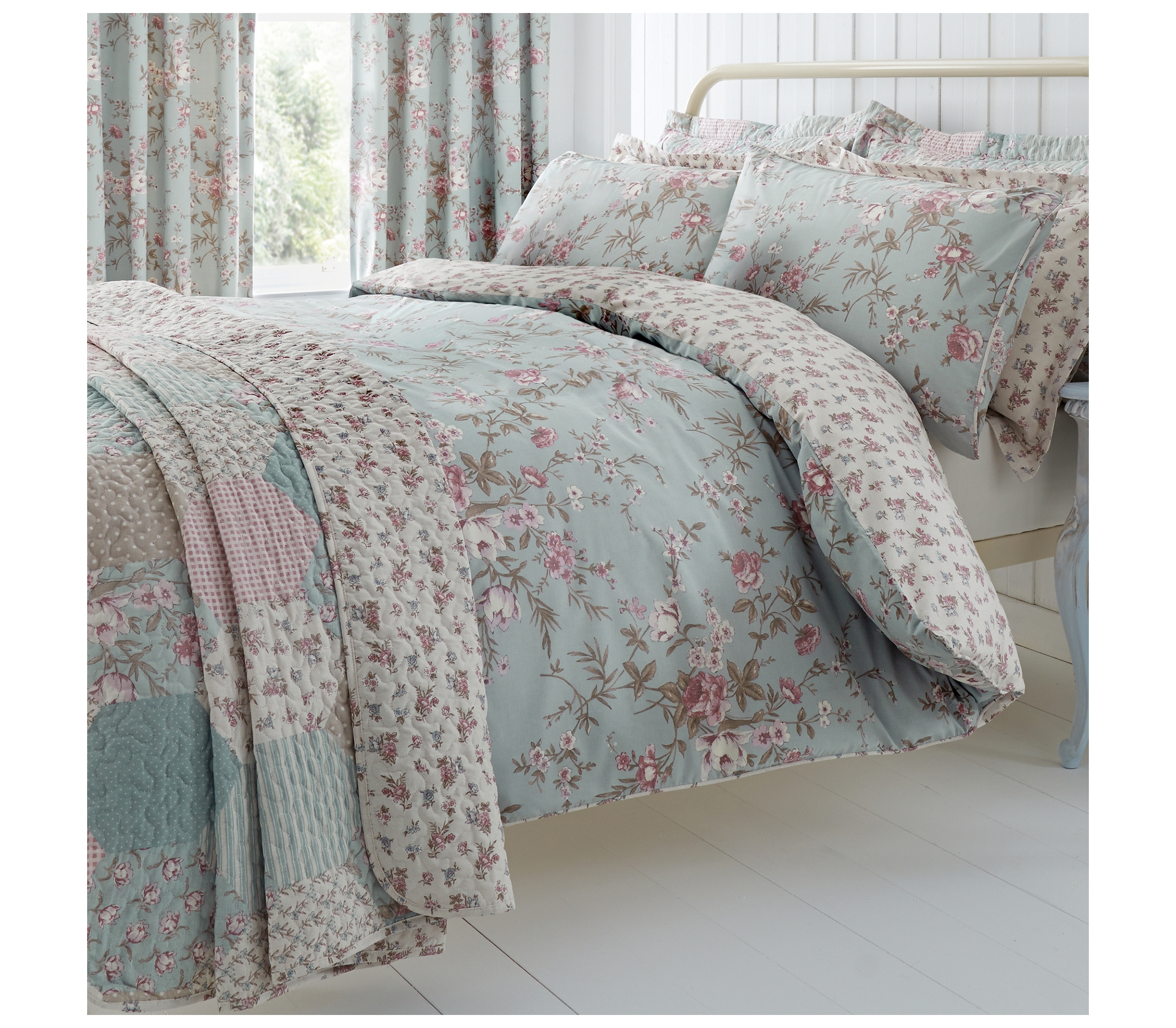 Dreams & Drapes Saskia Duck Egg Bedding J Rosenthal & Son