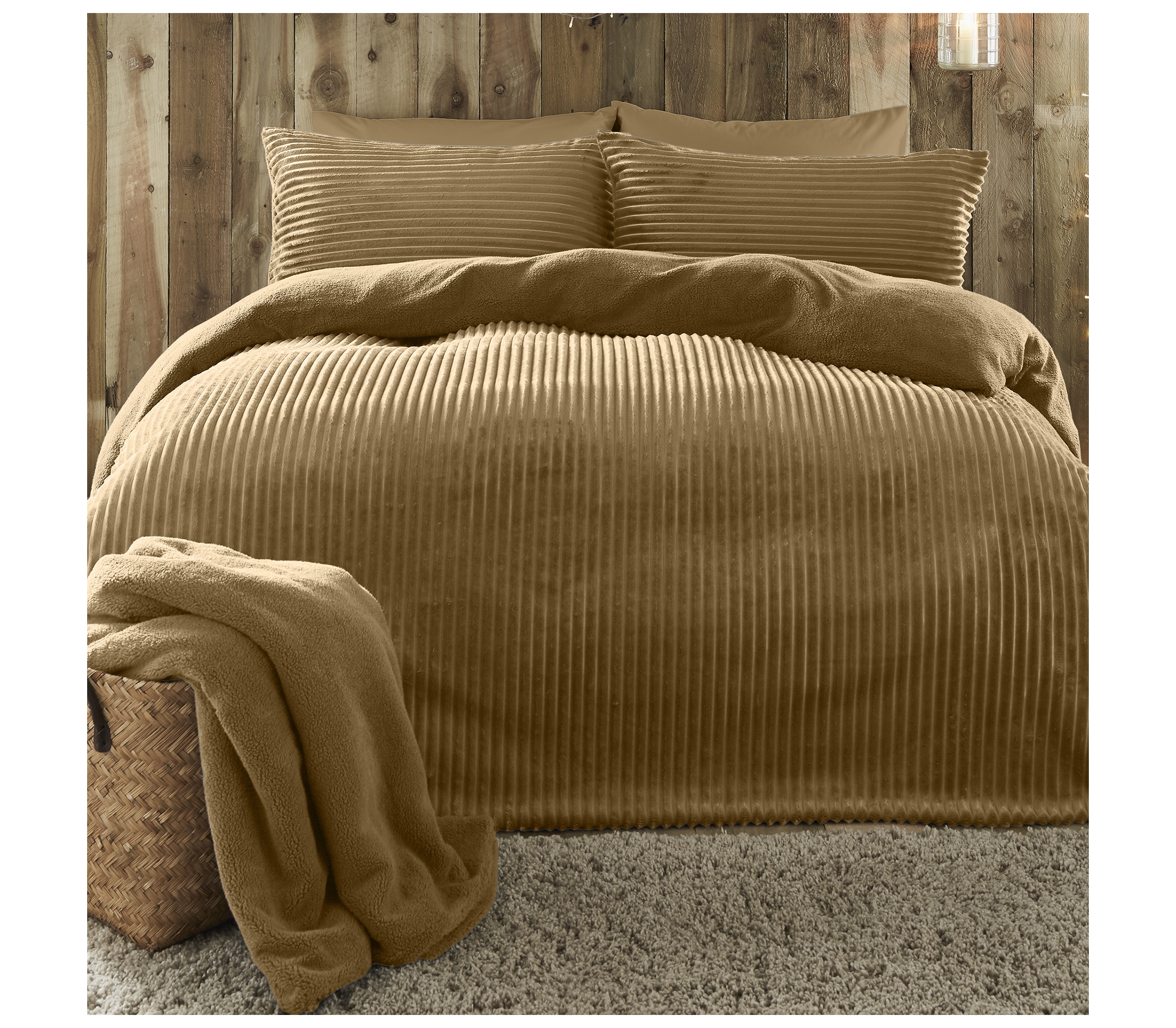Fusion Ribbed Teddy Fleece Ochre Bedding J Rosenthal & Son