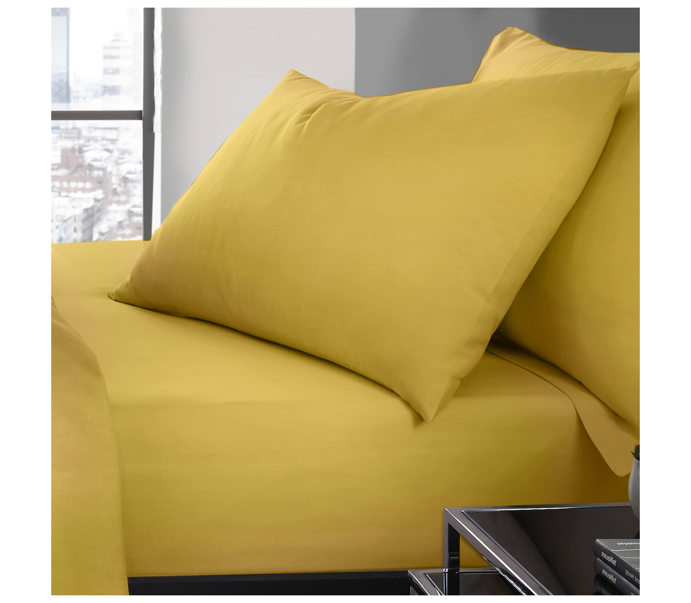 Serene Plain Dye Ochre Housewife Pillowcase (Single Pack) J