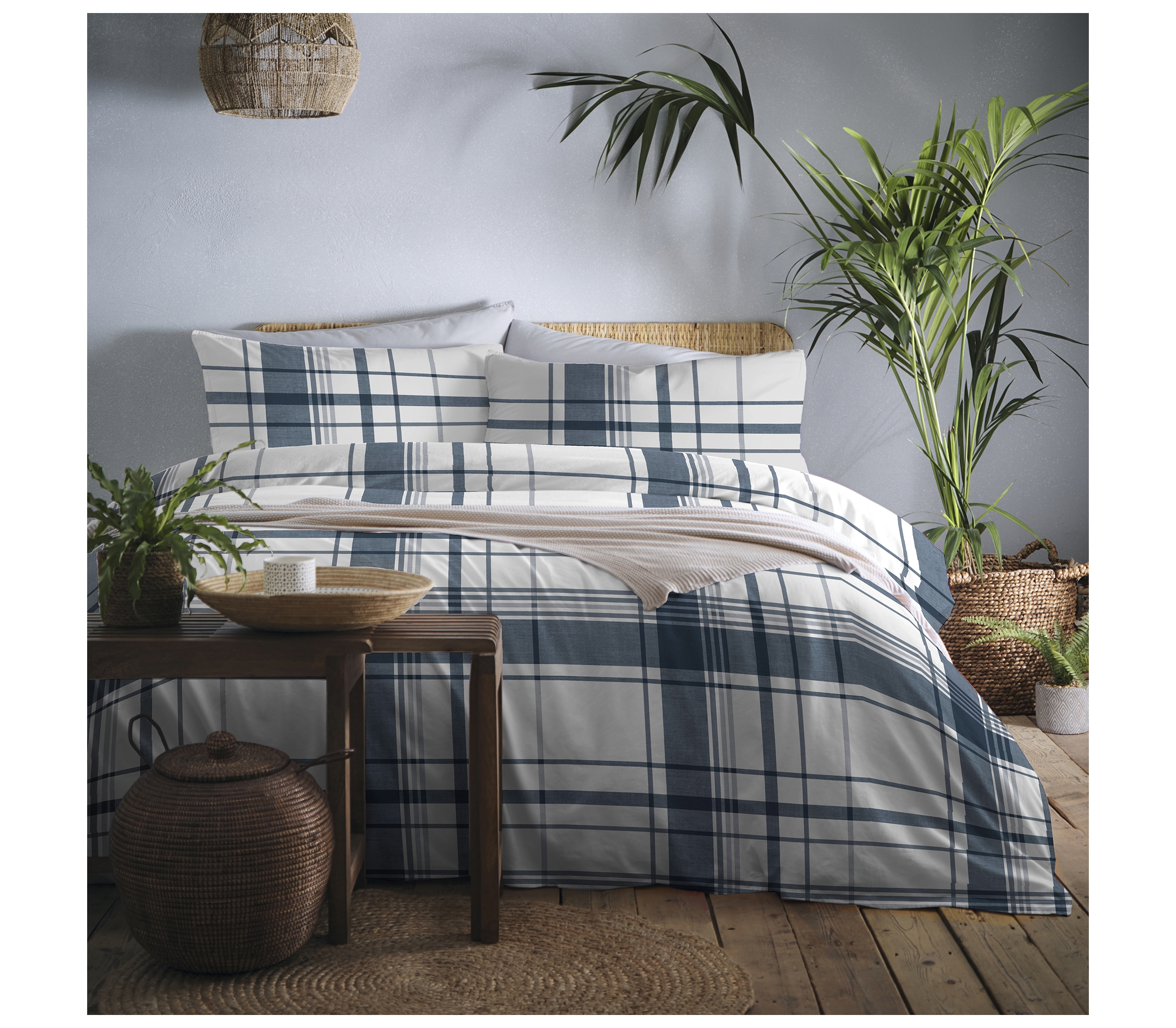 Appletree Brampton Check Navy Bedding J Rosenthal & Son