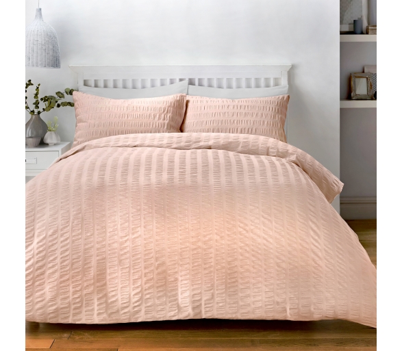 Serene Seersucker Blush Pink Duvet Cover Set J Rosenthal
